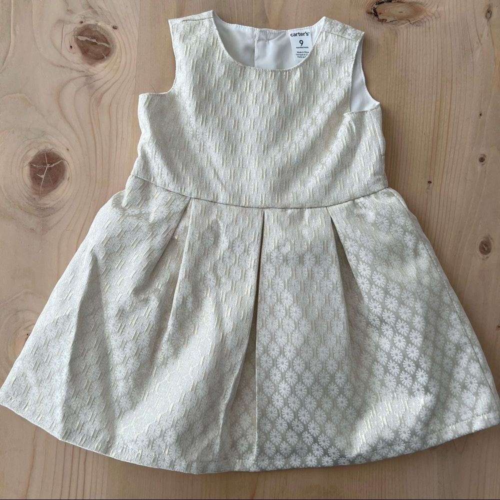 NWOT Carter’s Baby Girl Fancy Formal Dress 9M Ivory Gold Floral